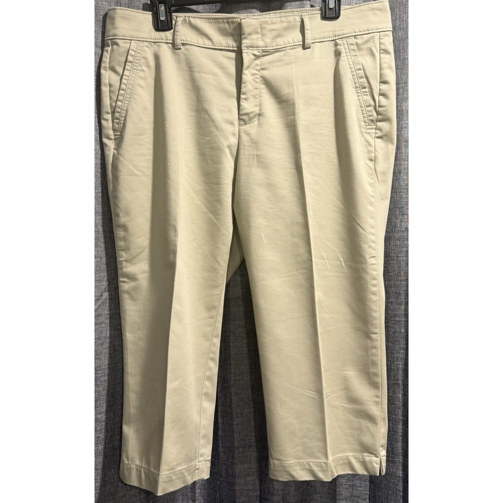 Dockers Women's SureFit Capris US Size 10 Cropped Pants Beige Mock Pockets